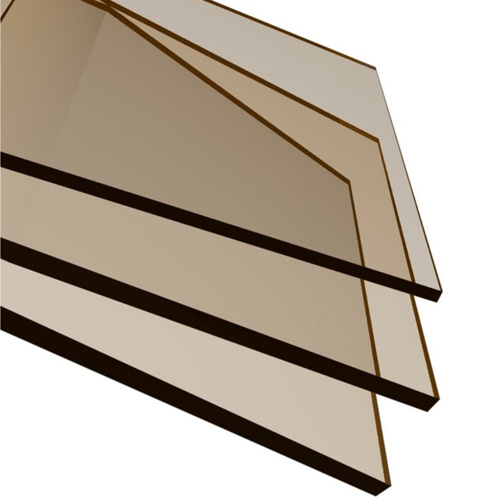 plaques de polycarbonate bronze de différentes épaisseurs coupées sur mesure