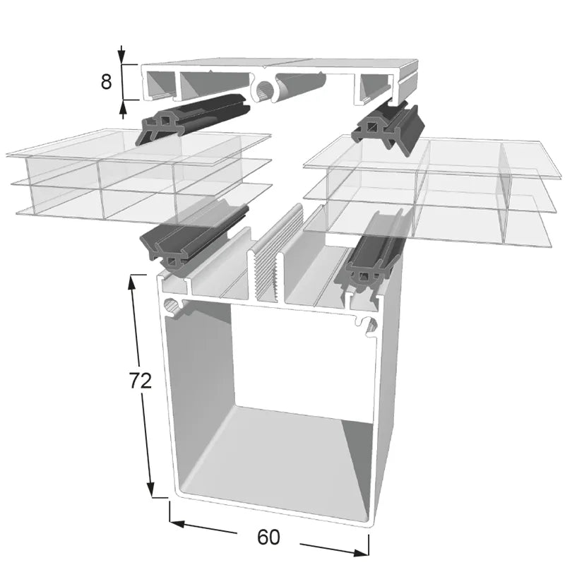 Kit de profil de jonction autoportant pour plaques en polycarbonate alvéolaire