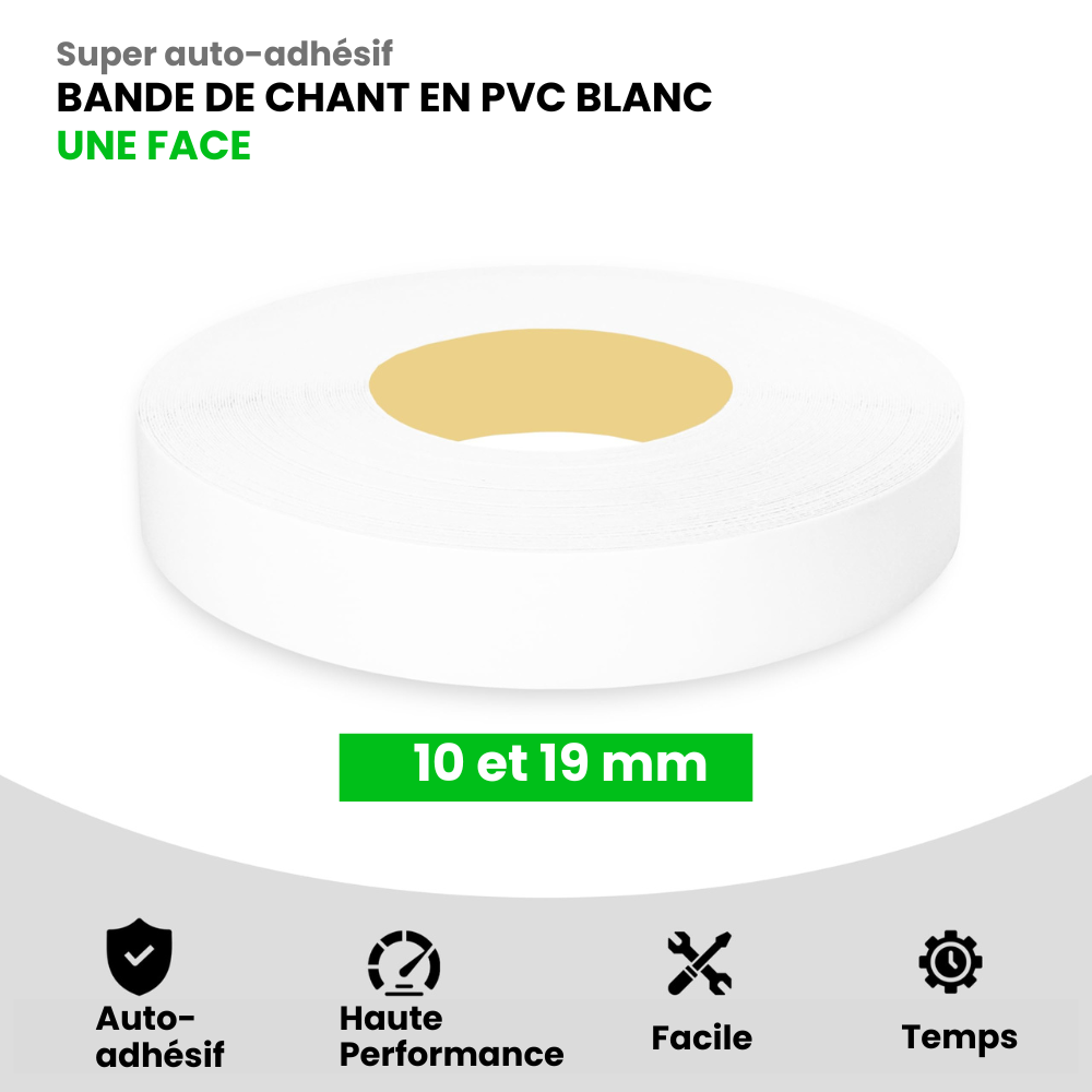 ruban adhésif blanc pour bande de chant en PVC