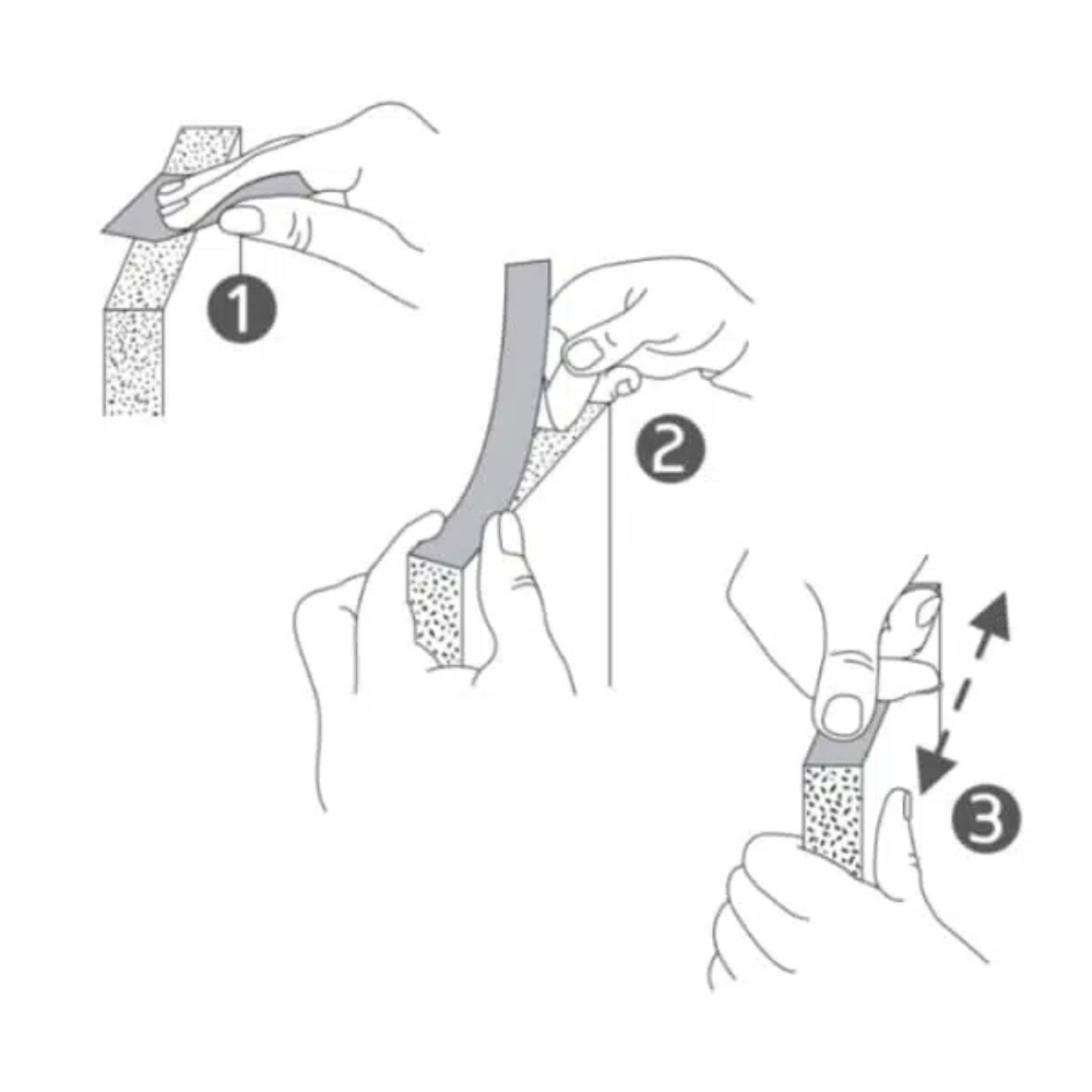 images des étape de préparation et collage d'une bande de chant en PVC