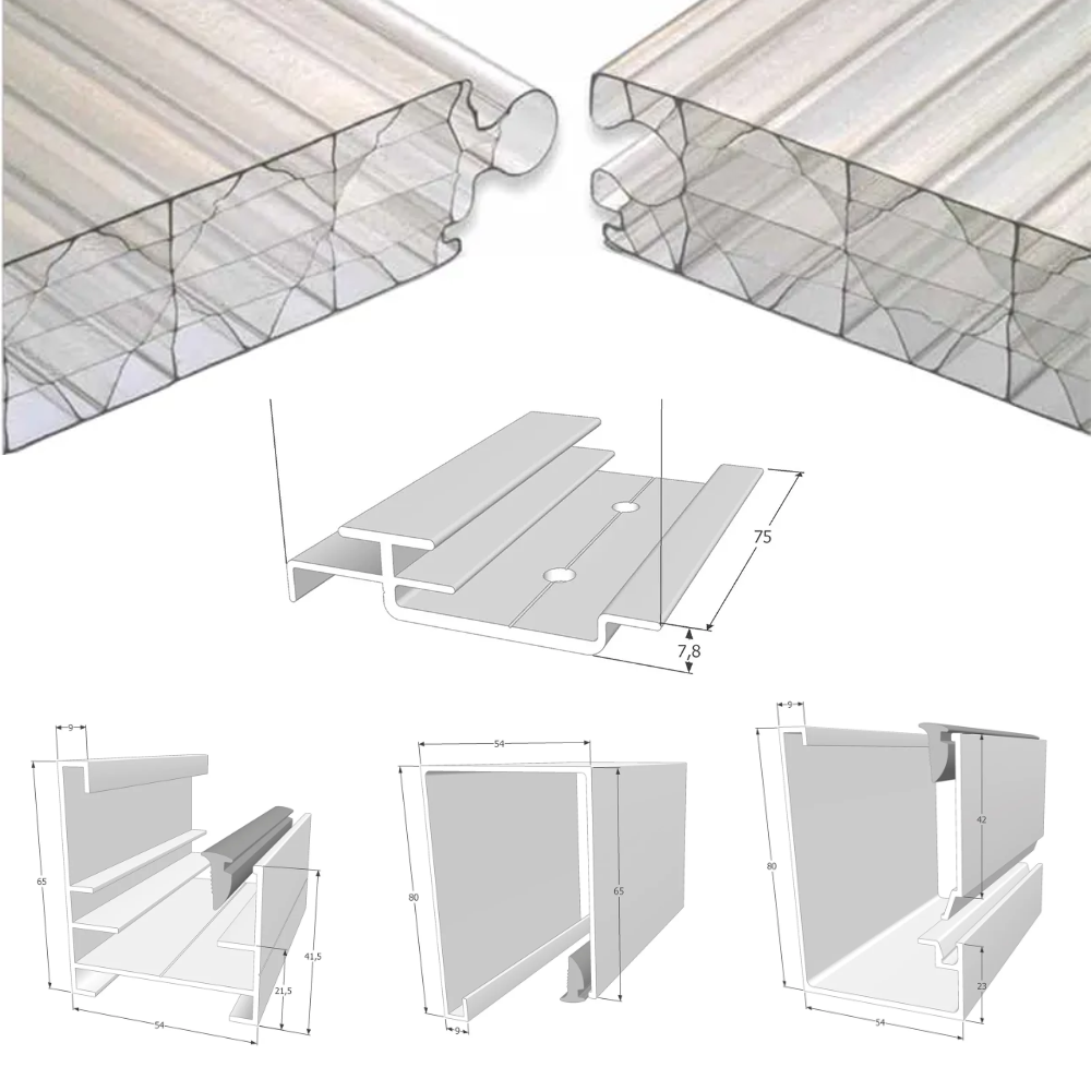 Profils pour plaques de polycarbonate emboitable