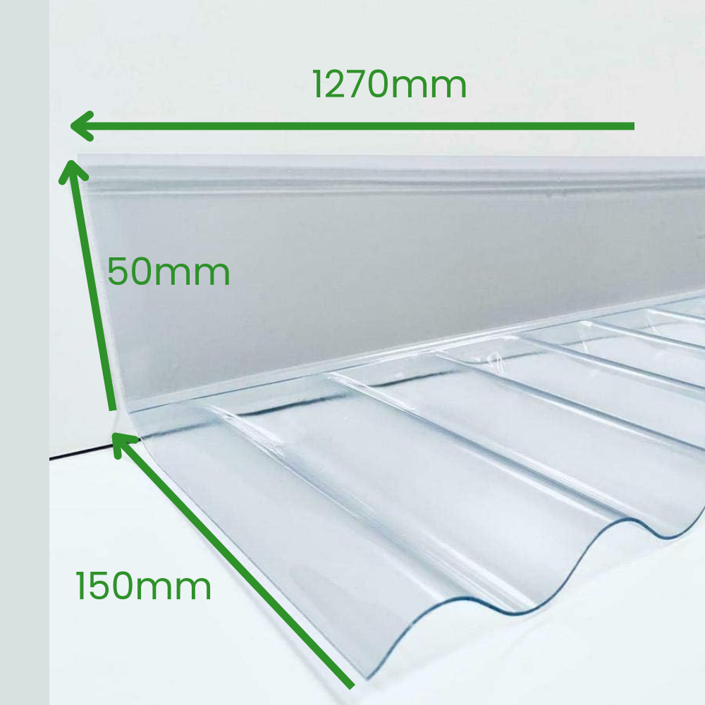 Raccord mural transparent en polycarbonate pour plaques ondulées 76/18