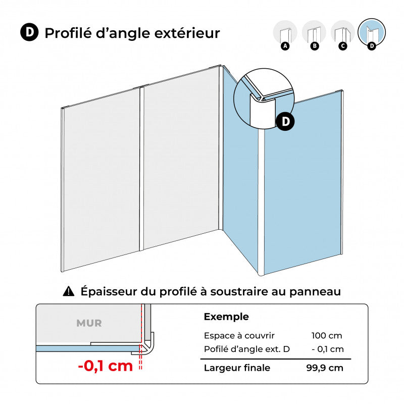 Profils en aluminium pour panneaux en 3mm d'épaisseur