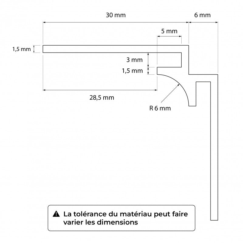 Profils en aluminium pour panneaux en 3mm d'épaisseur