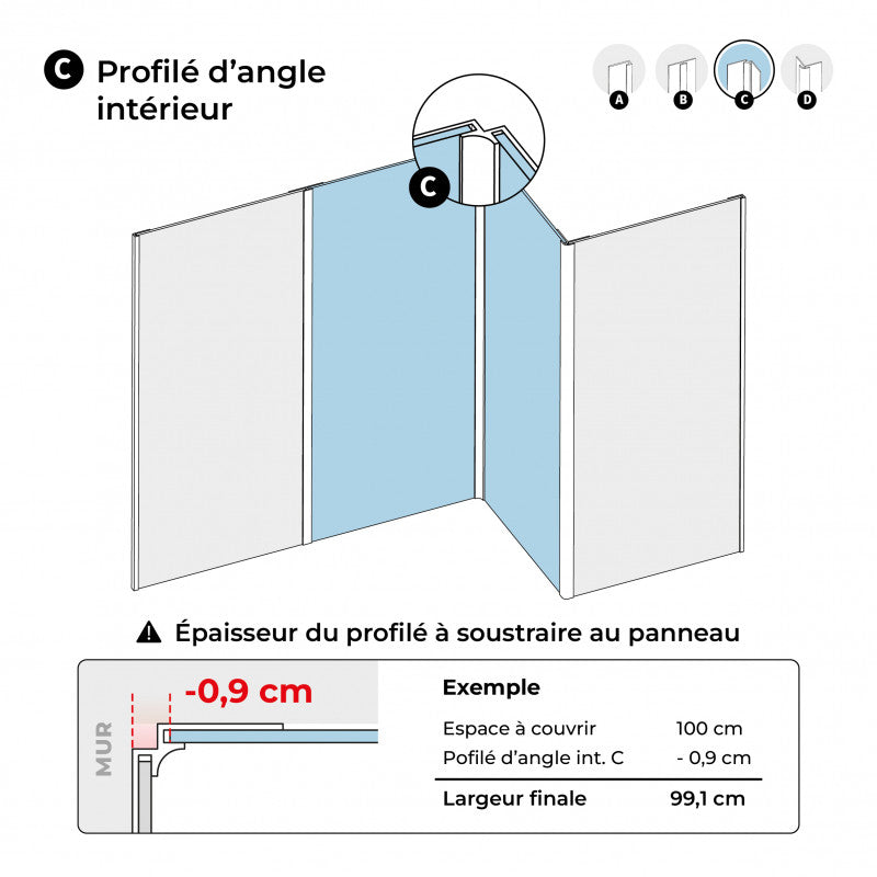Profils en aluminium pour panneaux en 3mm d'épaisseur