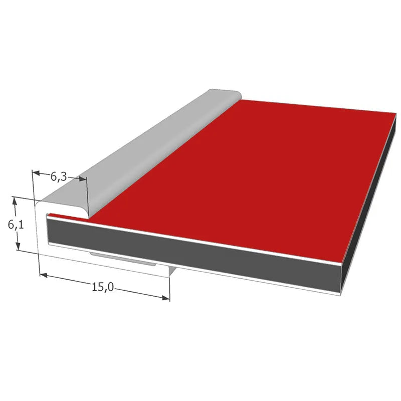 Profil initial en Alu anodisé pour panneaux de 3mm avec illustration de panneau posé