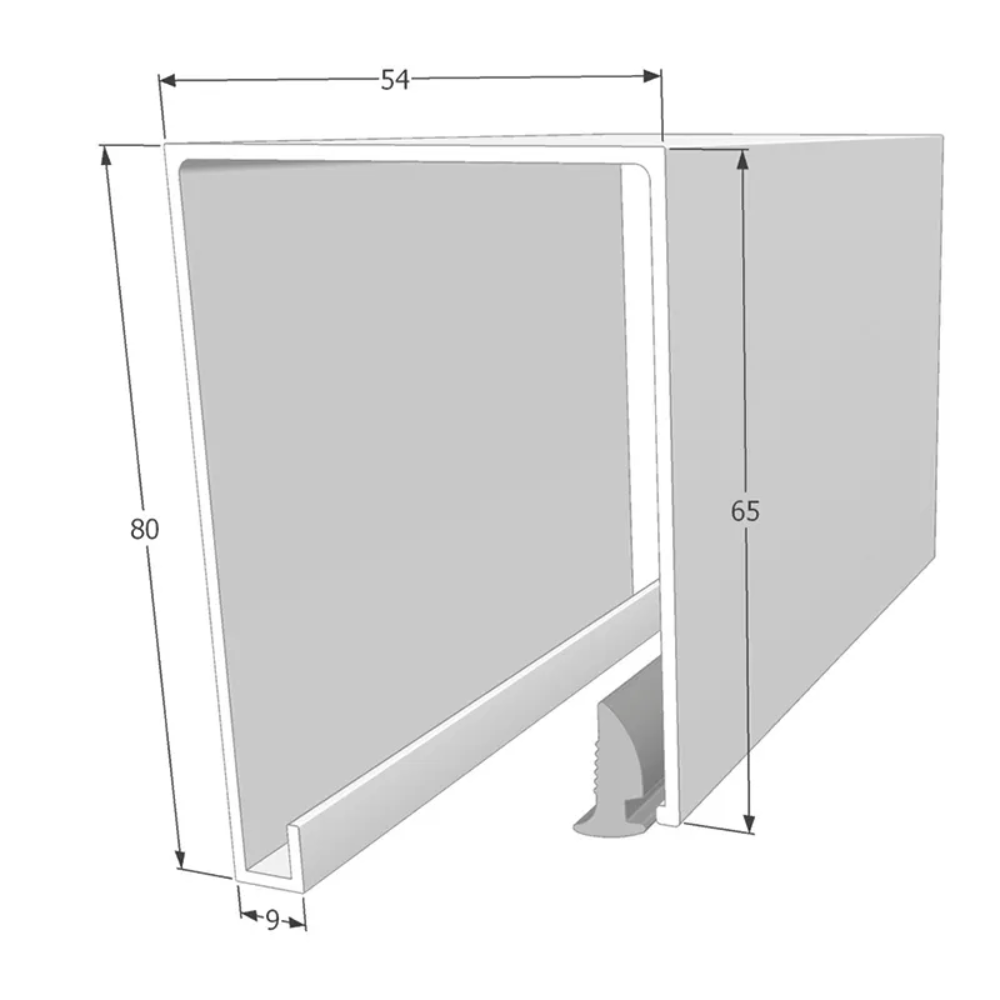 Profil Haut latéral pour Thermoclick, jonction de plaques en polycarbonate emboitable