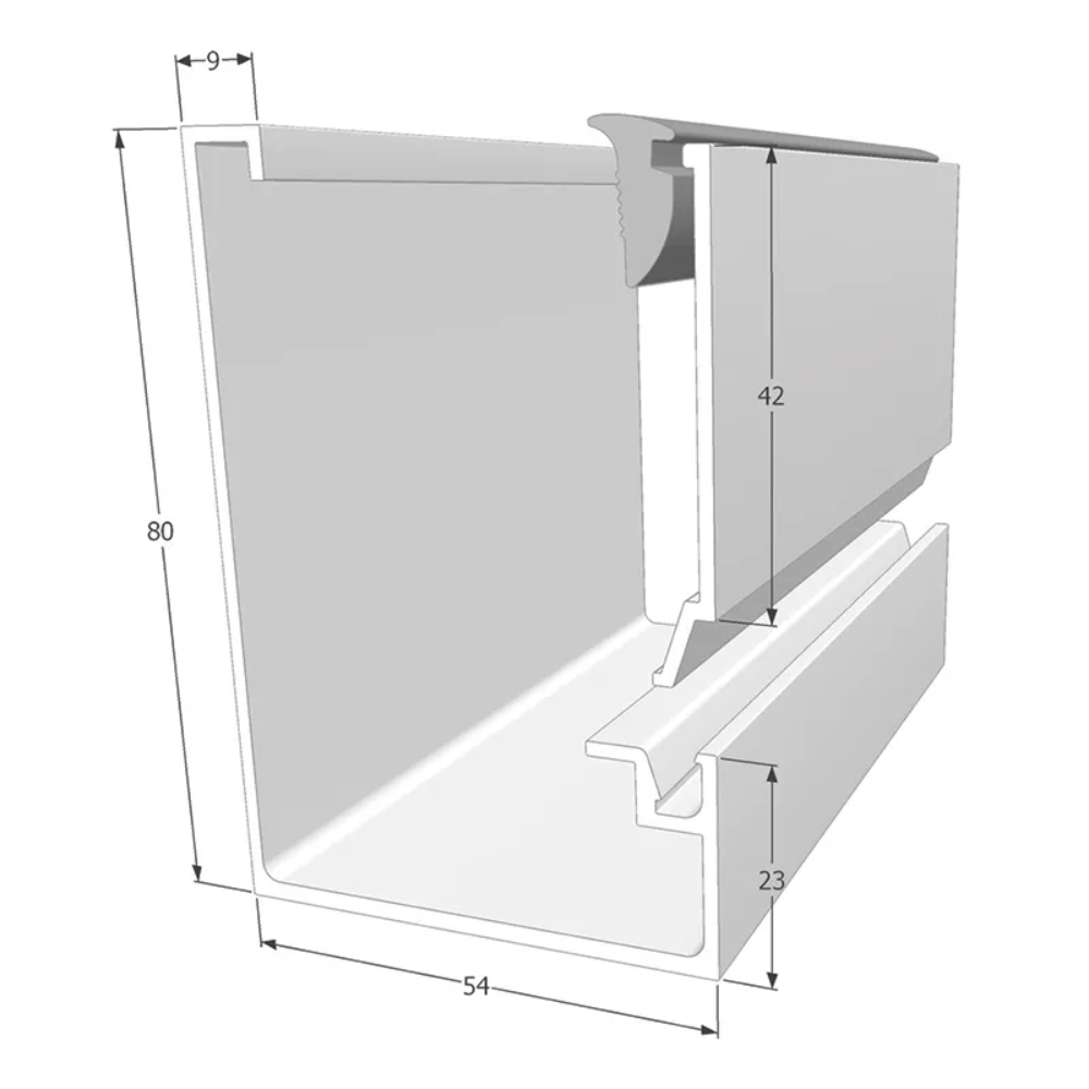 Profil en Alu Brut pour plaque de polycarbonate emboitable