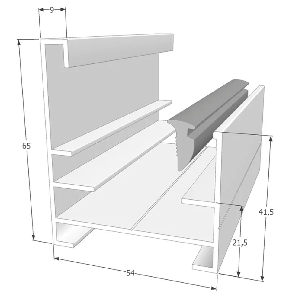 Profil thermoclick en aluminium pour panneaux en polycarbonate emboitable