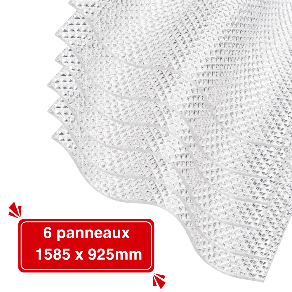 Lot de 6 Plaques de Polycarbonate Ondulé Diamanté Transparent 2.8mm - Grande Onde - 1585 x 925mm