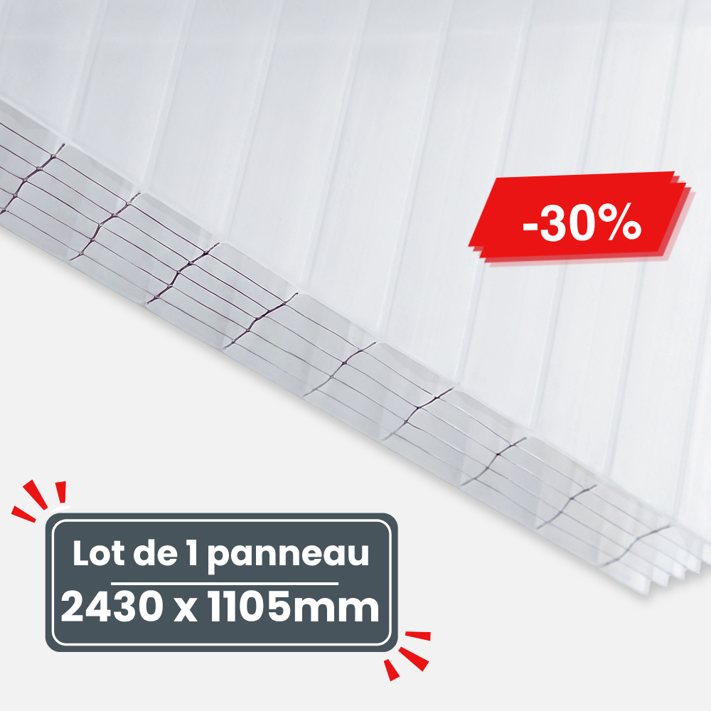 1 Plaque de Polycarbonate Alvéolaire Opale 32 mm - 2430x1105 mm