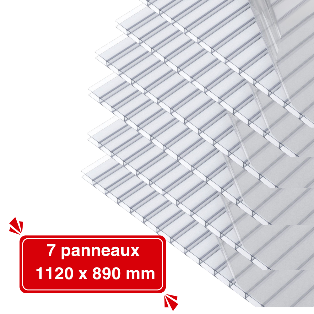 Lot de 7 Plaques de Polycarbonate Alvéolaire 10 mm – 1120 x 890 mm