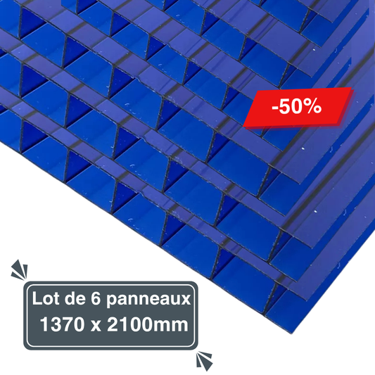 Lot de 6 Plaques de Polycarbonate Alvéolaire 10 mm Bleu – 1370 x 2100 mm