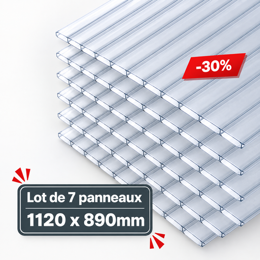 Lot de 7 Plaques de Polycarbonate Alvéolaire 10 mm – 1120 x 890 mm