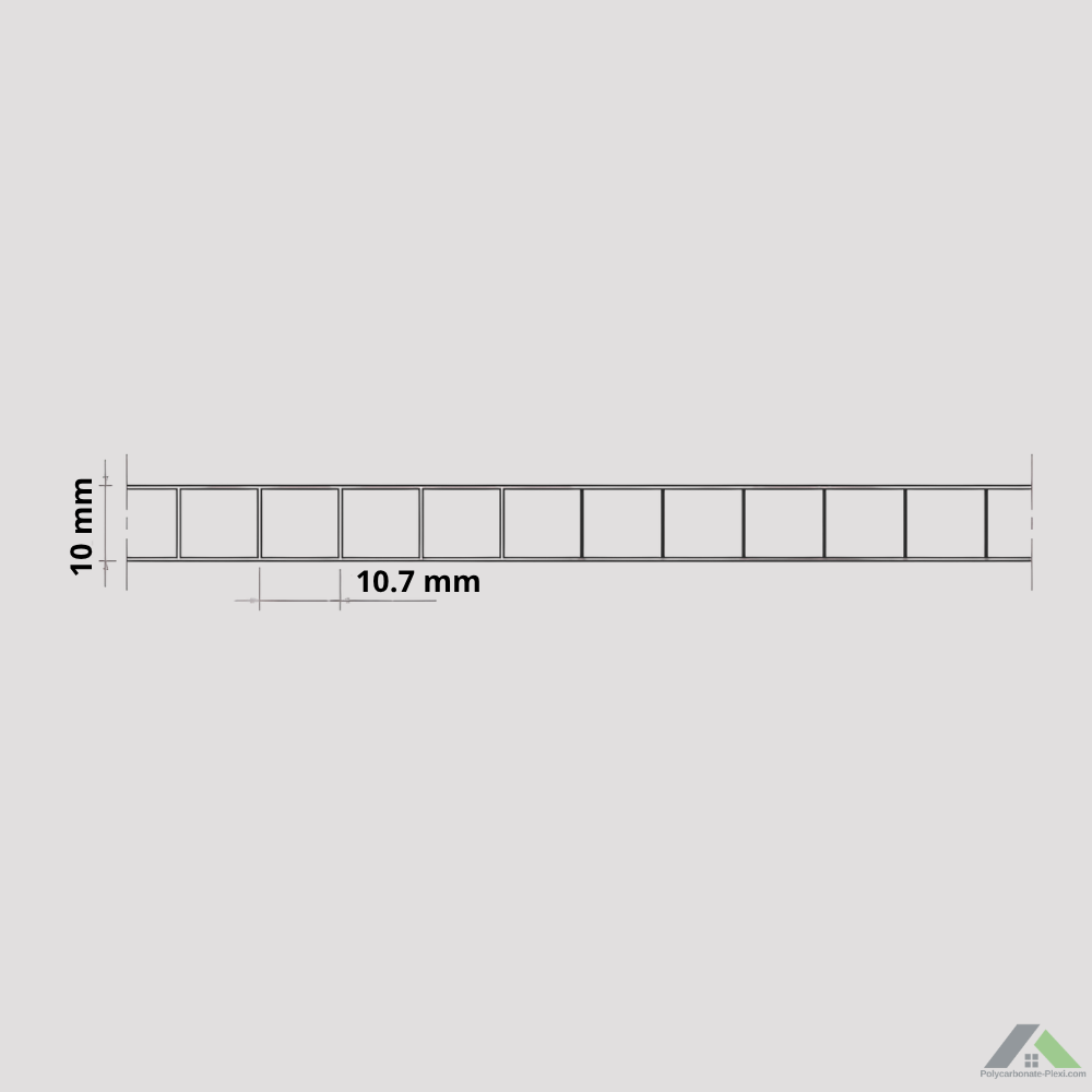 Plaque polycarbonate alvéolaire 10 mm standard ou sur mesure
