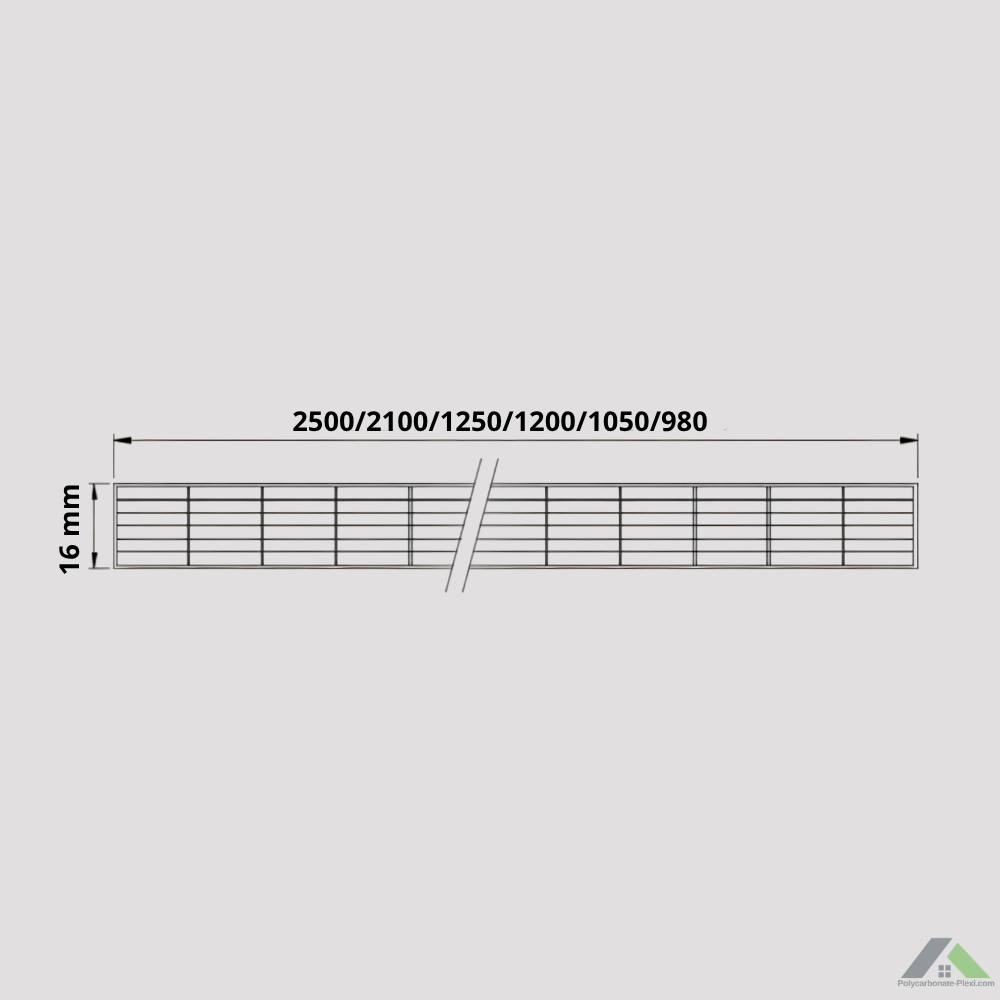 Plaque polycarbonate alvéolaire 16 mm standard ou sur mesure
