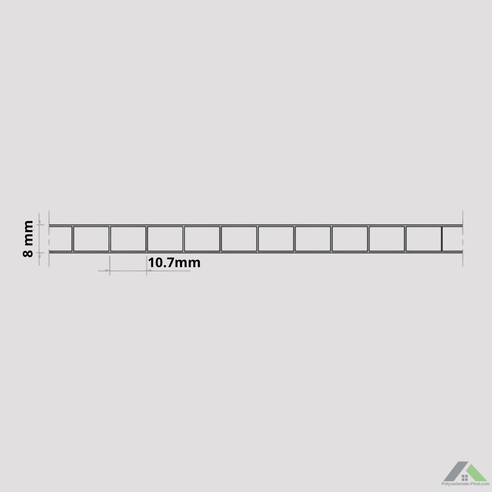 Plaque polycarbonate alvéolaire 8 mm standard ou sur mesure
