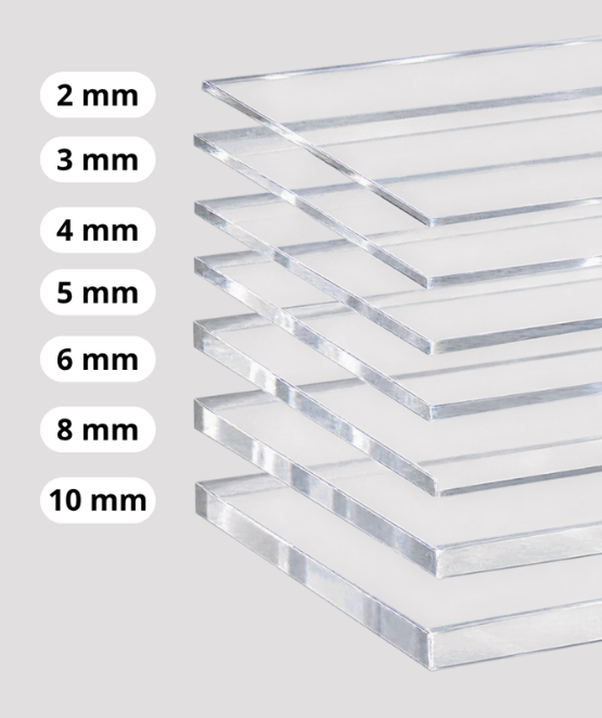 Plexiglass en différentes épaisseurs