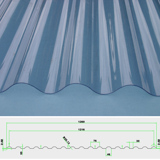 Polycarbonate Ondulé Transparent Omega 1mm