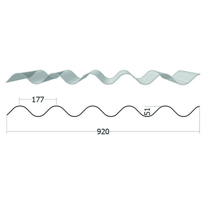 Polycarbonate Ondulé Diamanté Transparent 2.8mm - Grande Onde
