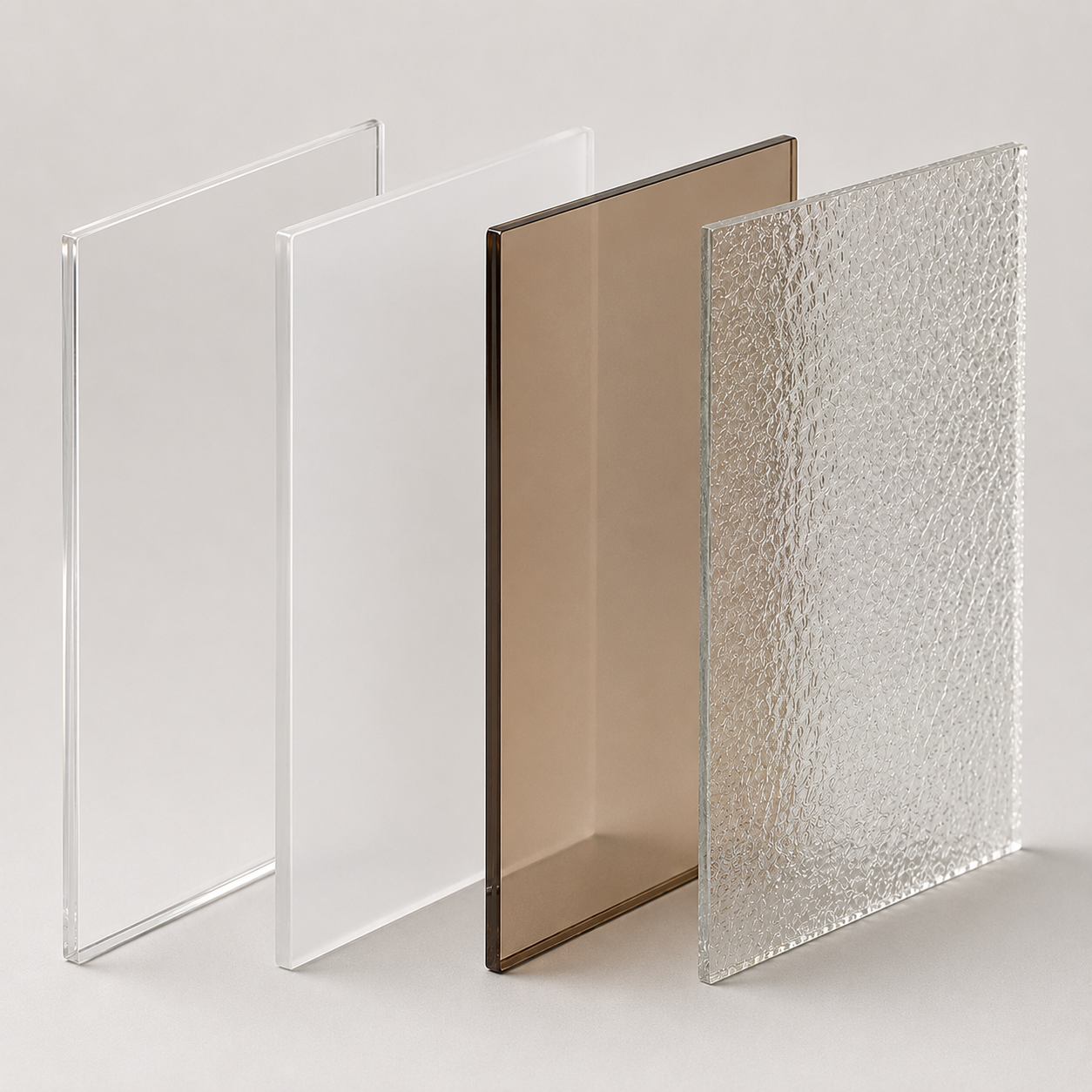 polycarbonate compact  4mm en 4 teintes -transparent, opale, bronze et granité