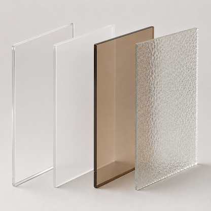 polycarbonate compact  4mm en 4 teintes -transparent, opale, bronze et granité