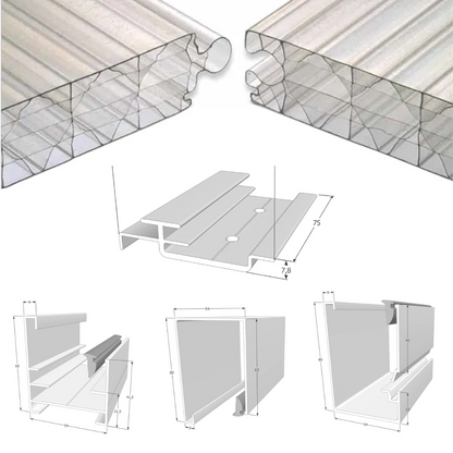 Profils et accessoires pour polycarbonate emboitable