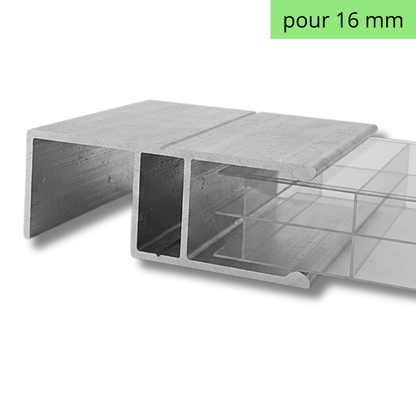 Profil H de Bordure Aluminium Brut 16mm