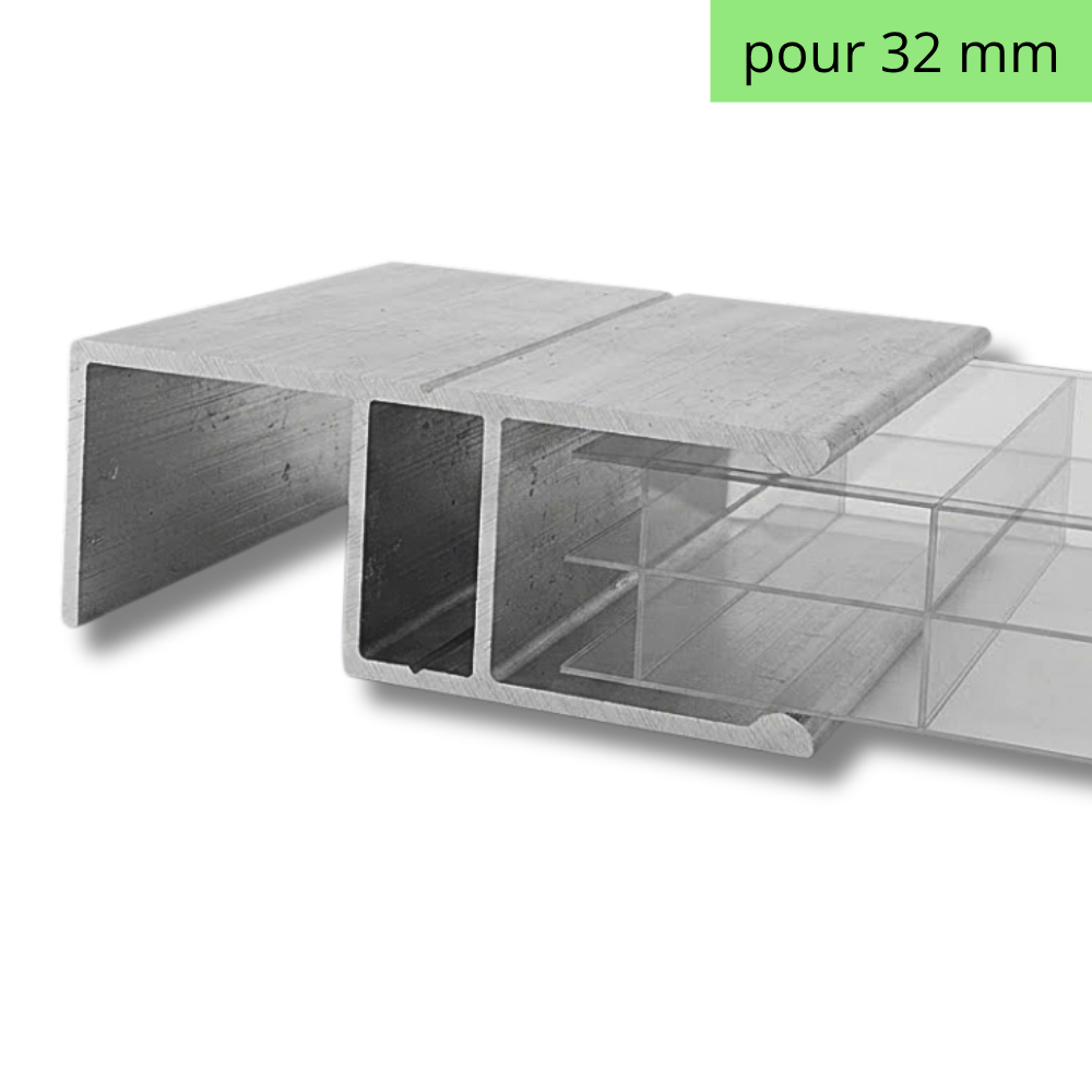 Profil H de Bordure Aluminium Brut 32mm