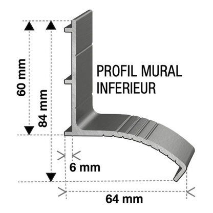 Profil Mural Universel Inférieur en aluminium