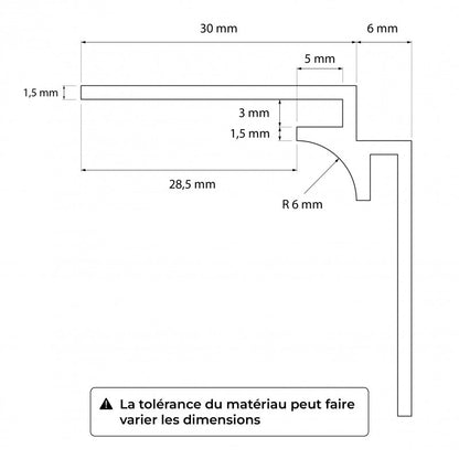 Profils en aluminium  pour panneaux en 3mm d'épaisseur