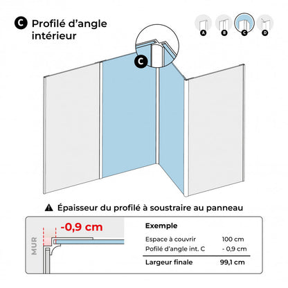Profils en aluminium  pour panneaux en 3mm d'épaisseur