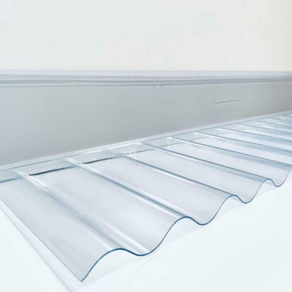 Raccord mural transparent en polycarbonate pour plaques ondulées 76/18