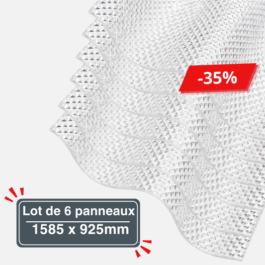Lot de 6 Plaques de Polycarbonate Ondulé Diamanté Transparent 2.8mm - Grande Onde - 1585 x 925mm