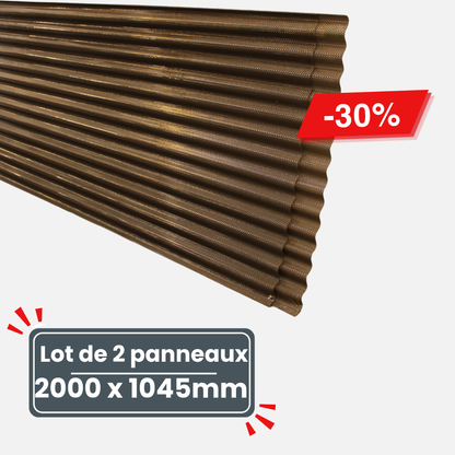 Lot de 2 plaques de Polycarbonate Ondulé Diamanté Bronze 2.8mm - Petite Onde - 2000 x 1045mm