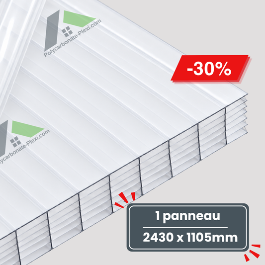 1 Plaque de Polycarbonate Alvéolaire - Opale - 32 mm - 2430x1105 mm