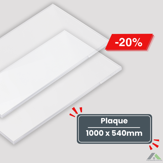Plaques de Plexiglass - Transparent - 15mm - 1000x540mm -  BA