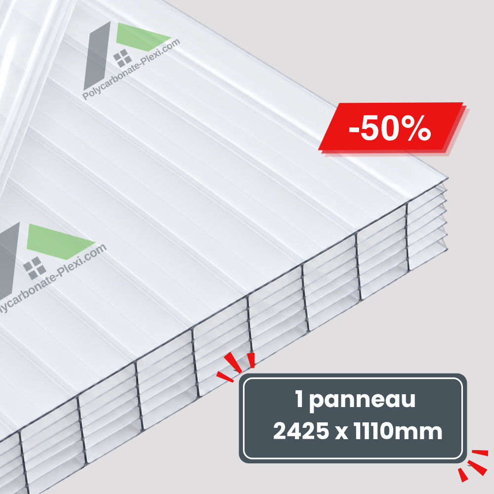 Plaque de Polycarbonate Alvéolaire - Opale - 32mm - 2425 x 1110mm